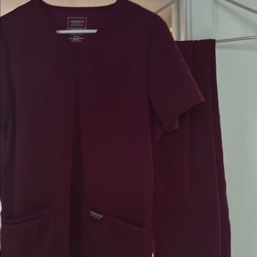 Cherokee Workwear Maroon Scrub Set